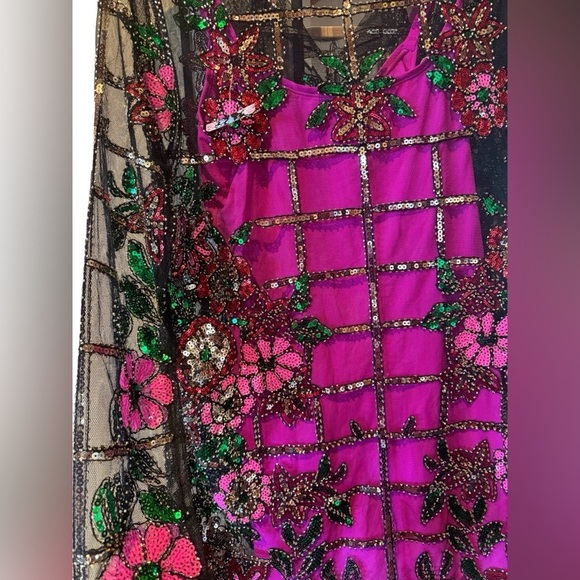 Event Full Multi Color Sequin Mini Dress, Tunic, Special Occasion Lux - Picture 3 of 5